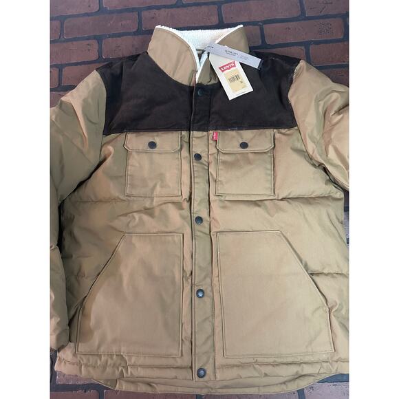 Levi's Brown Winter Jacket with Corduroy ~Never Worn~ L - Picture 1 of 8